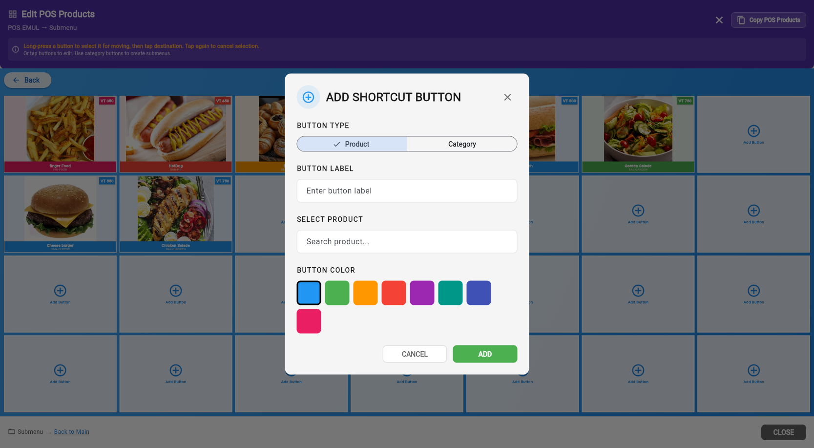 Add Shortcut Button — Product