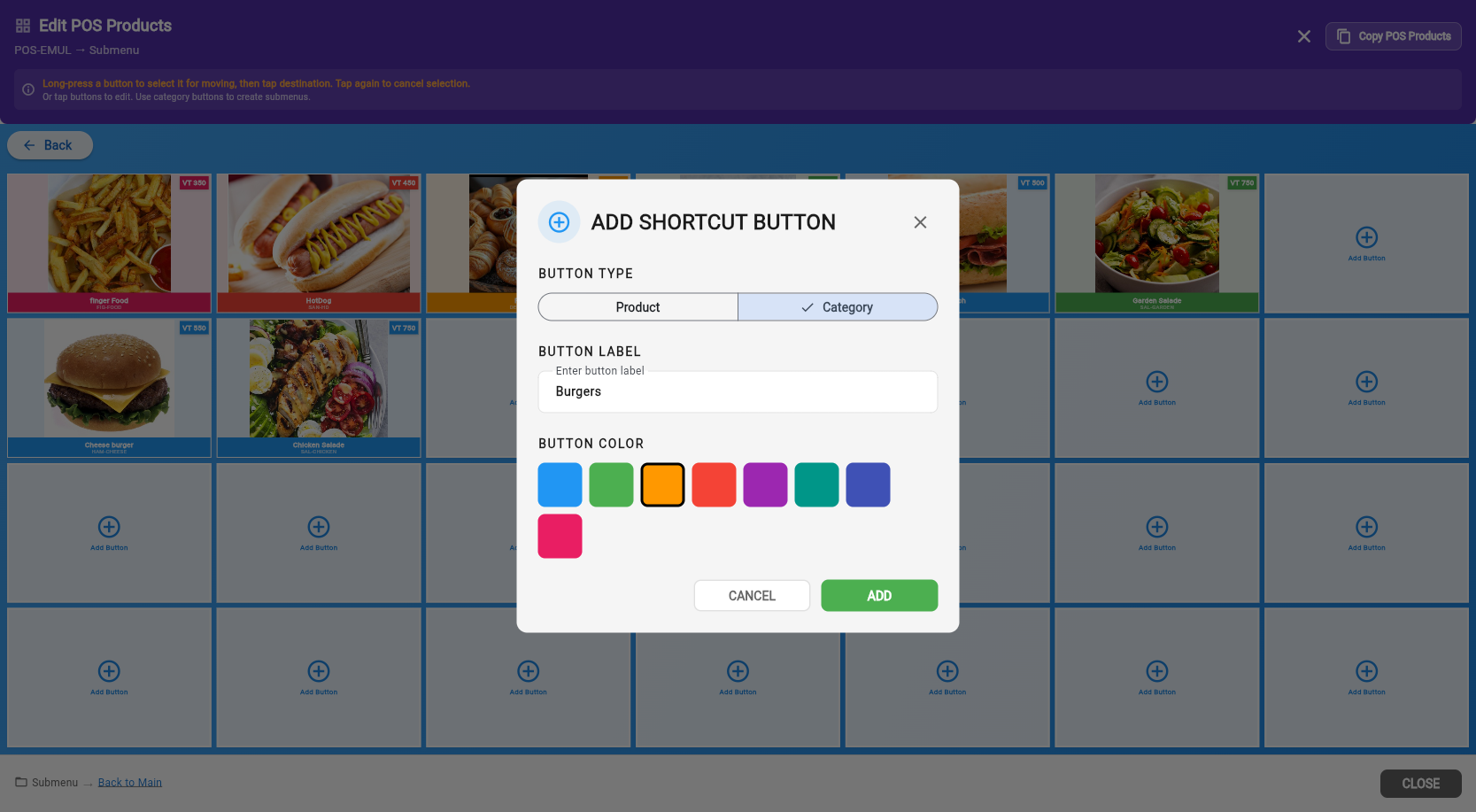 Add Shortcut Button — Category