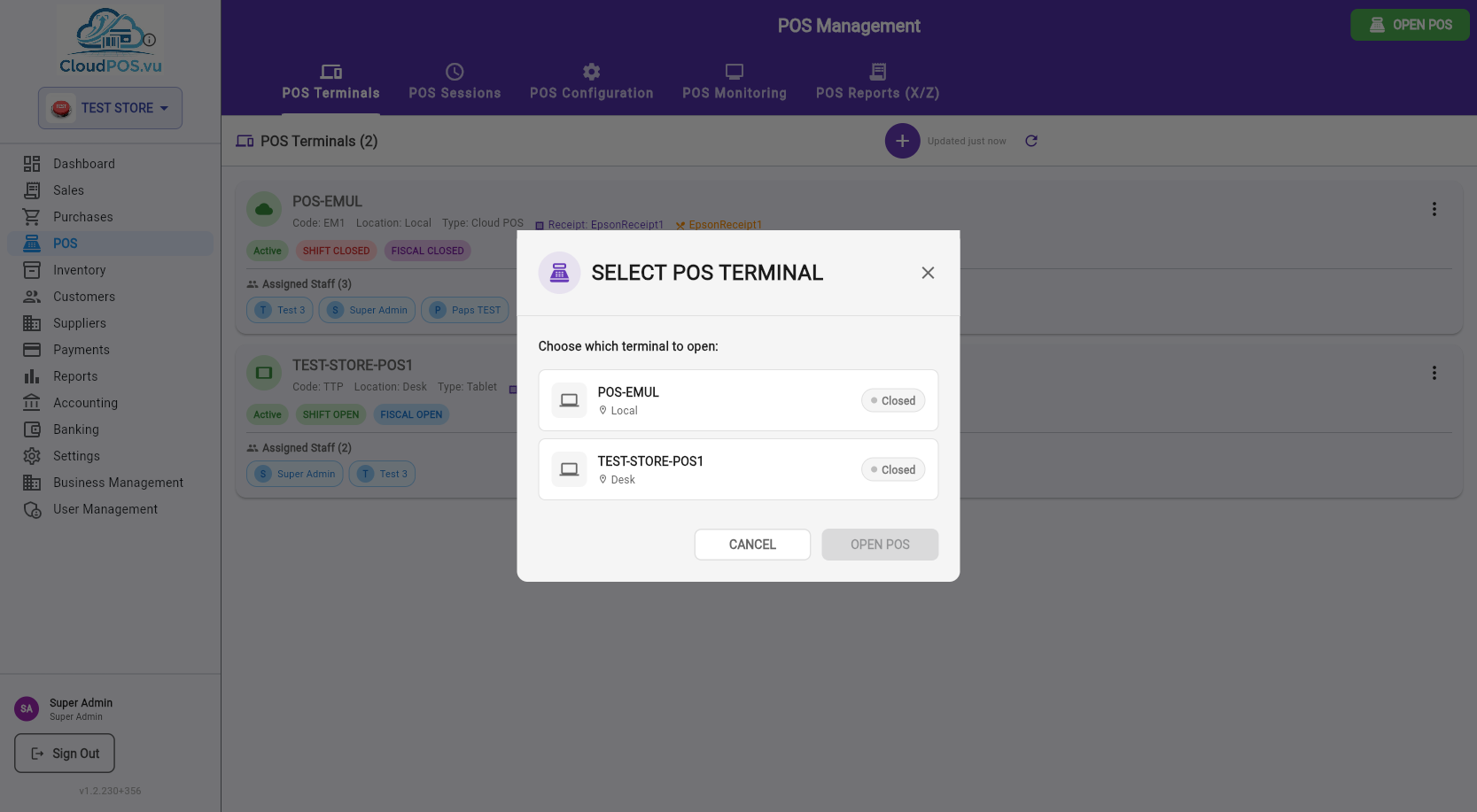 Select POS Terminal