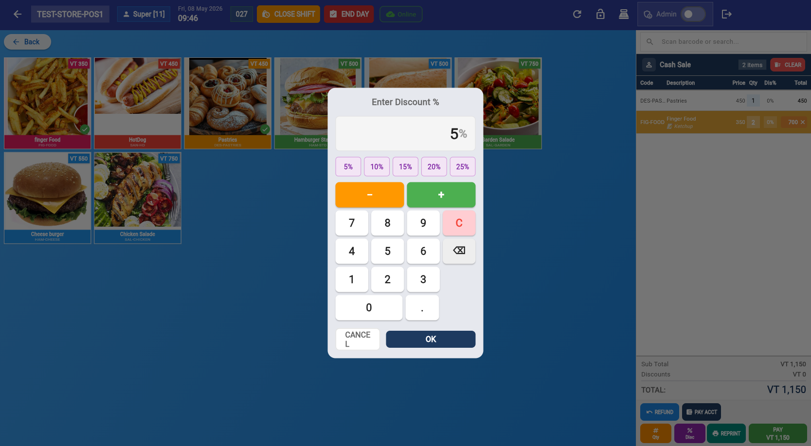 Discount dialog