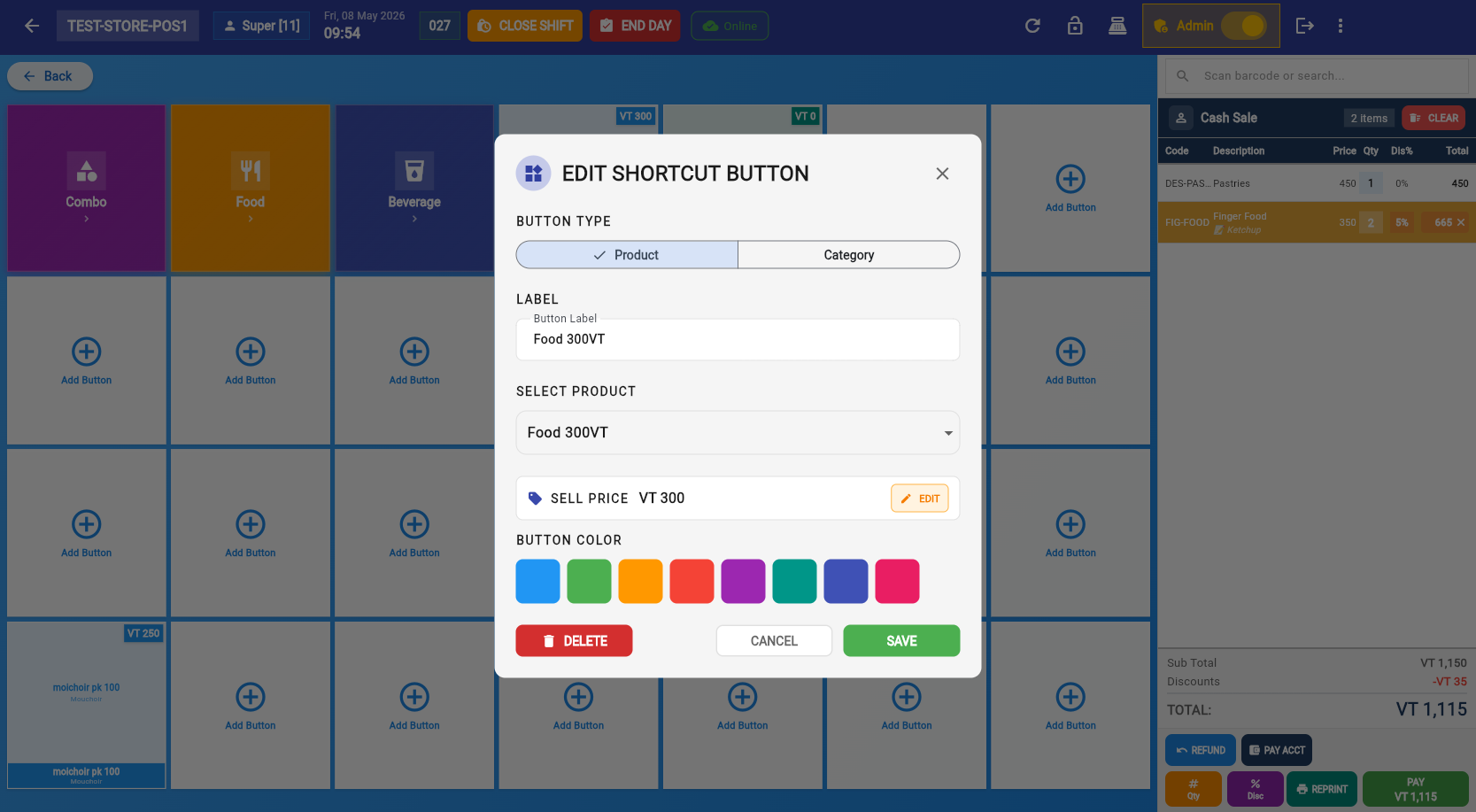 Edit shortcut button