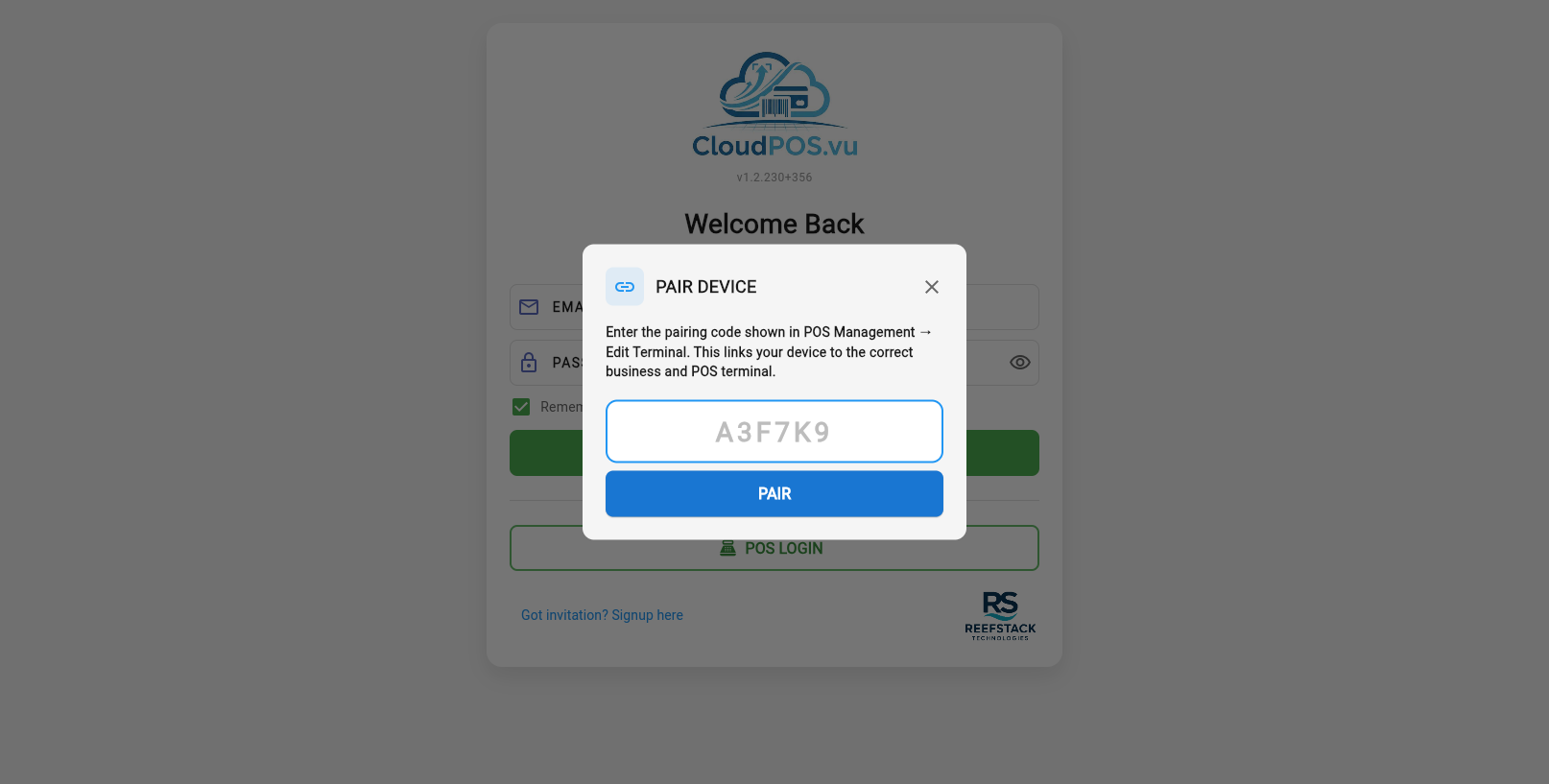 Pair Device dialog