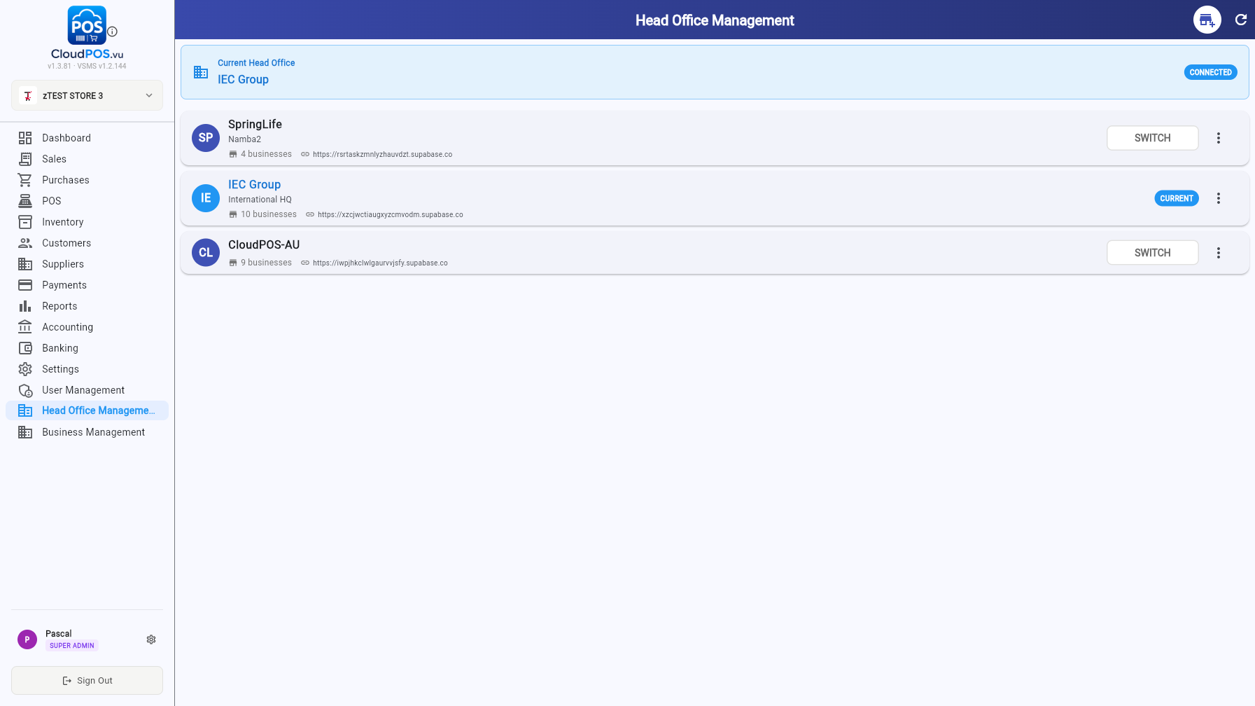 Head office management