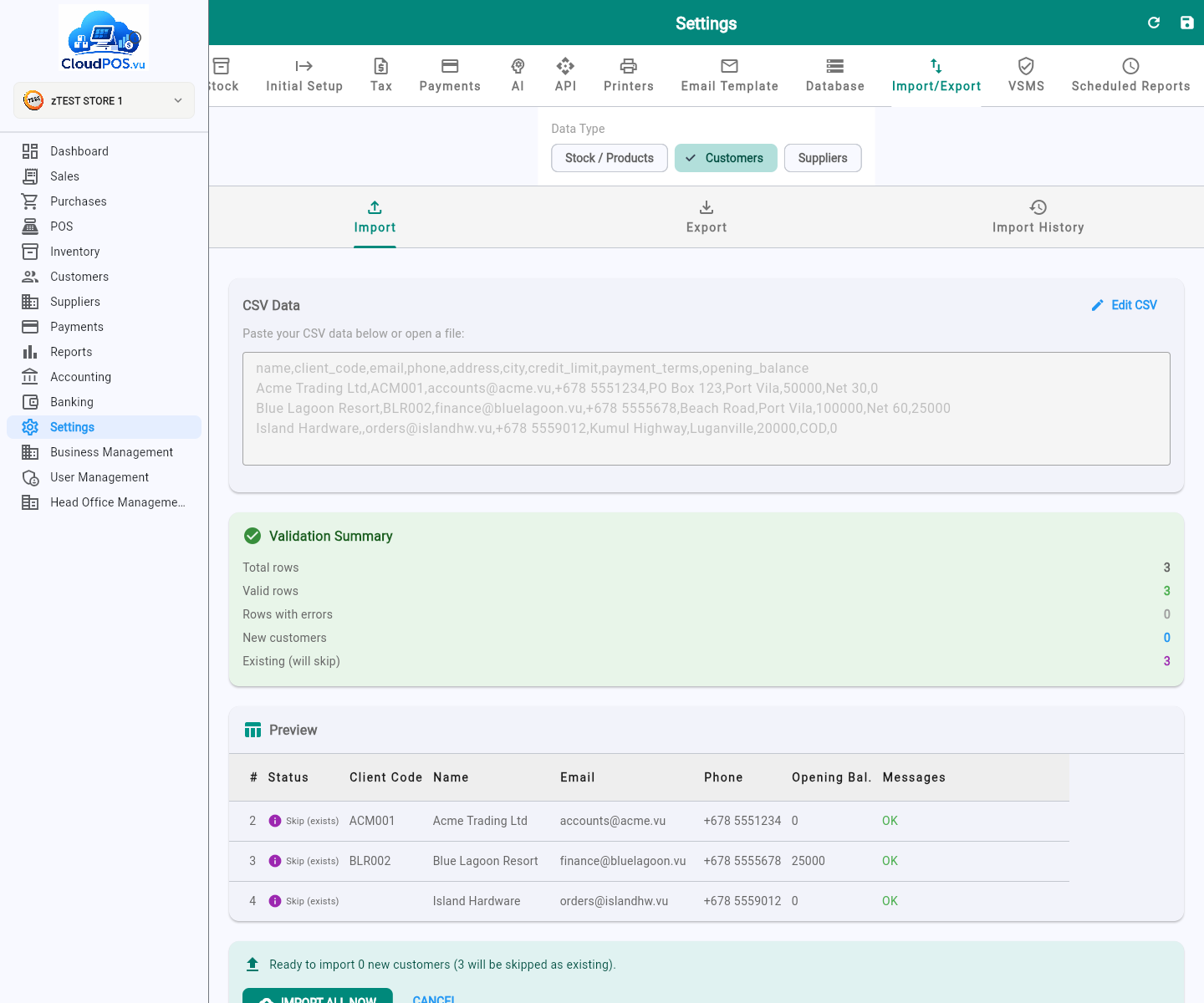 Preview showing all rows skipped as existing