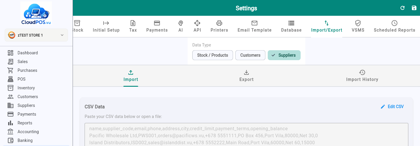 Supplier preview showing new rows ready to import
