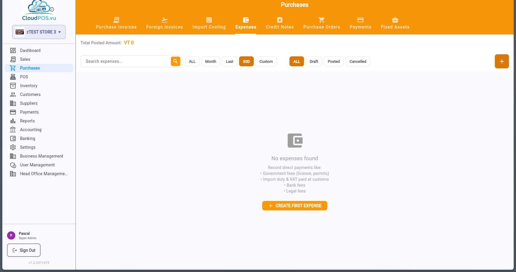 Expenses tab