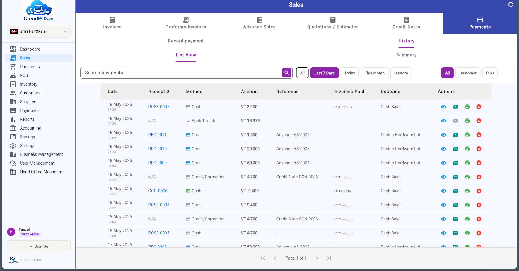 Payment history