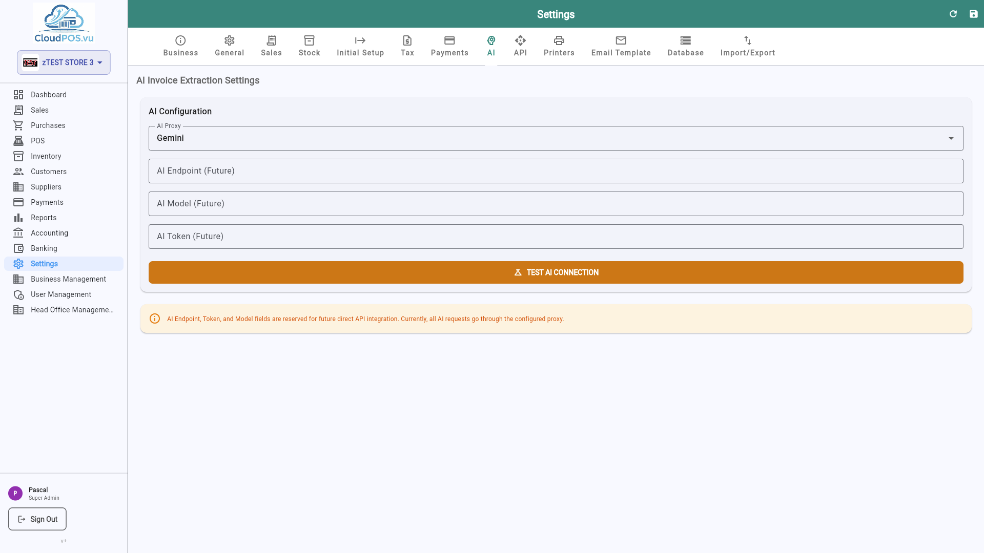 AI settings tab