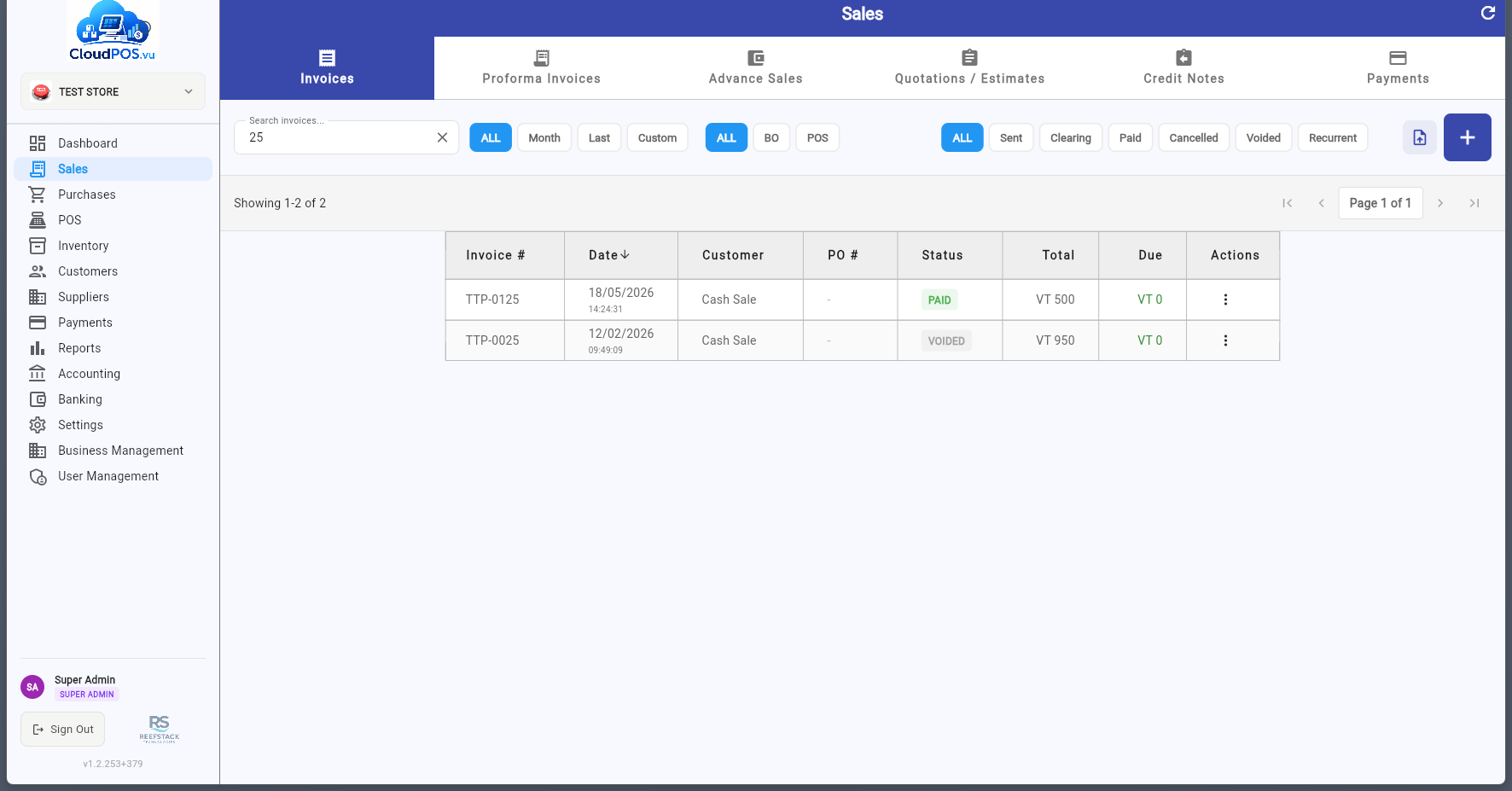 Invoice search